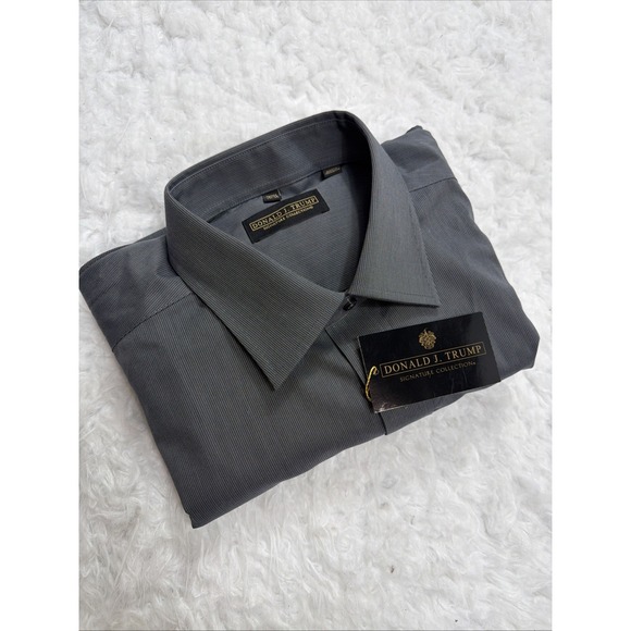 Donald J. Trump Other - Donald J Trump Signature Collection Dress Shirt Mens 17.5 34/35 Gray Cotton New!